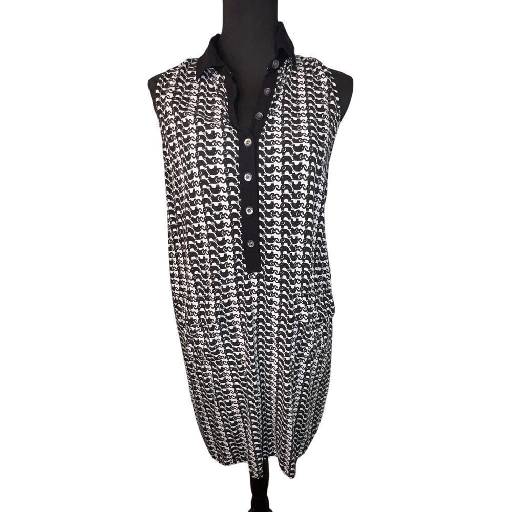 Two By Vince Camuto size small elephant graphic print pocketed Y2K shirt dress